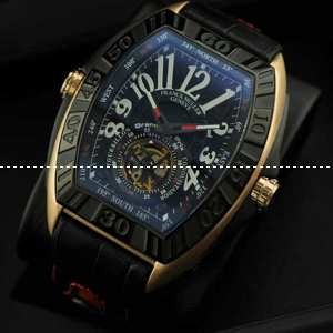 自動巻き 2針 Tourbillon トゥールビヨン FRANCK MULLER フランクミュラー メンズ腕時計 夜光効果 レザー