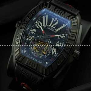FRANCK MULLER フランクミュラー メンズ腕時計 自動巻き 2針 Tourbillon 夜光効果 レザー ブラック
