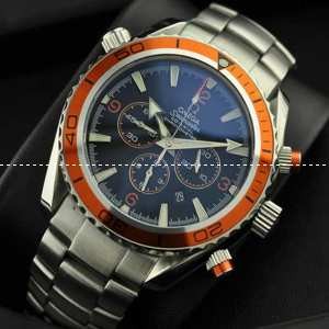 日本製クオーツ　6針クロノグラフ OMEGA オメガ メンズ腕時計 日付表示 月付表示 サファイヤクリスタル風防 4345mm