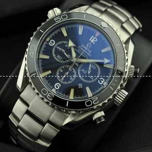 日本製クオーツ　6針クロノグラフ OMEGA オメガ メンズ腕時計 日付表示 月付表示 4345mm