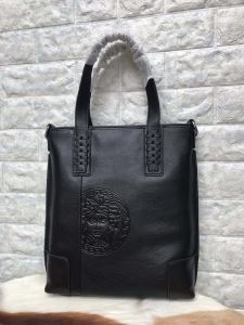 高級感ヴェルサーチ トートバッグ メンズ コピー VERSACE コレクション 2020トレンド通勤 スタイリッシュ レザーバッグ 黒